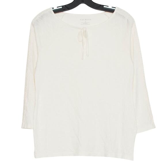 Talbots Top 3/4 Sleeve Cottage Coquette minimalist Coastal Grandma Ivory Size XS - Picture 1 of 7
